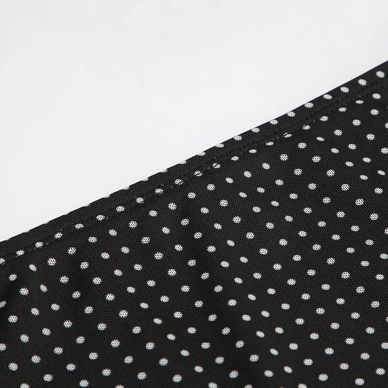 Bxoxo Polka Dot Mesh Long Skirt Summer Fashion Clashing Patchwork Slim Long Skirt Women Elegant Vintage Y2k Loose Long Skirt