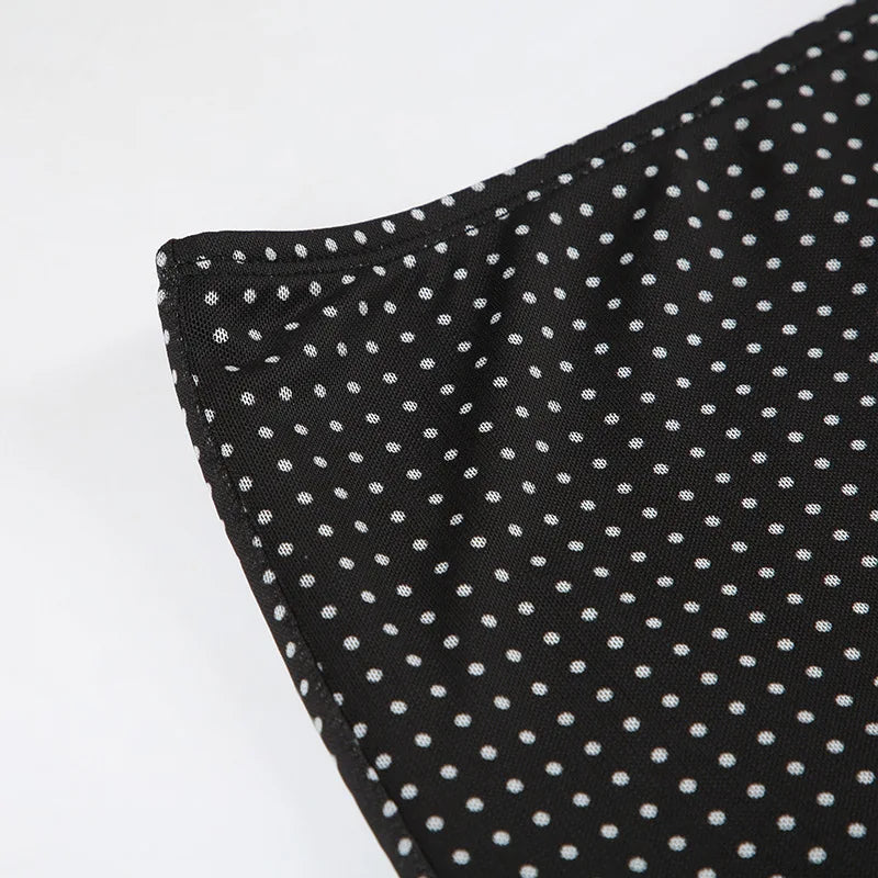 Bxoxo Polka Dot Mesh Long Skirt Summer Fashion Clashing Patchwork Slim Long Skirt Women Elegant Vintage Y2k Loose Long Skirt