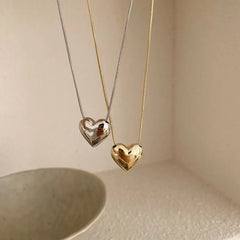 BXOXO Vintage Love Heart Pendant Necklace for Women Trend Aesthetic Gold Color Metal Chain Collar Choker Party Jewelry Birthday Gifts