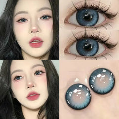 BXOXO 2PCS 1New Colored Contact Lenses for Natural Eyes Brown Colored LensBlue Contact Beauty Pupil Makeup 1 Year