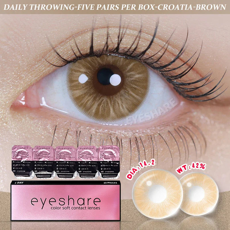 BXOXO Contact Lenses for Eyes 1 Day Daily Lens High Wearing Comfort Lenses Brown Lenses Fashion Blue Contacts 10 Pcs/5Pair