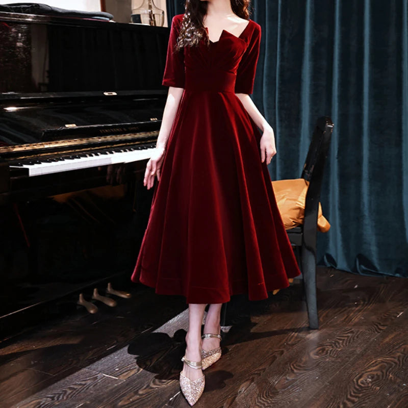 BXOXO Customized Chic Slash Neck Velvet Long Wedding Party Dresses Luxury Shinny Slim Waist Long Evening Prom Vestidos High End Solid