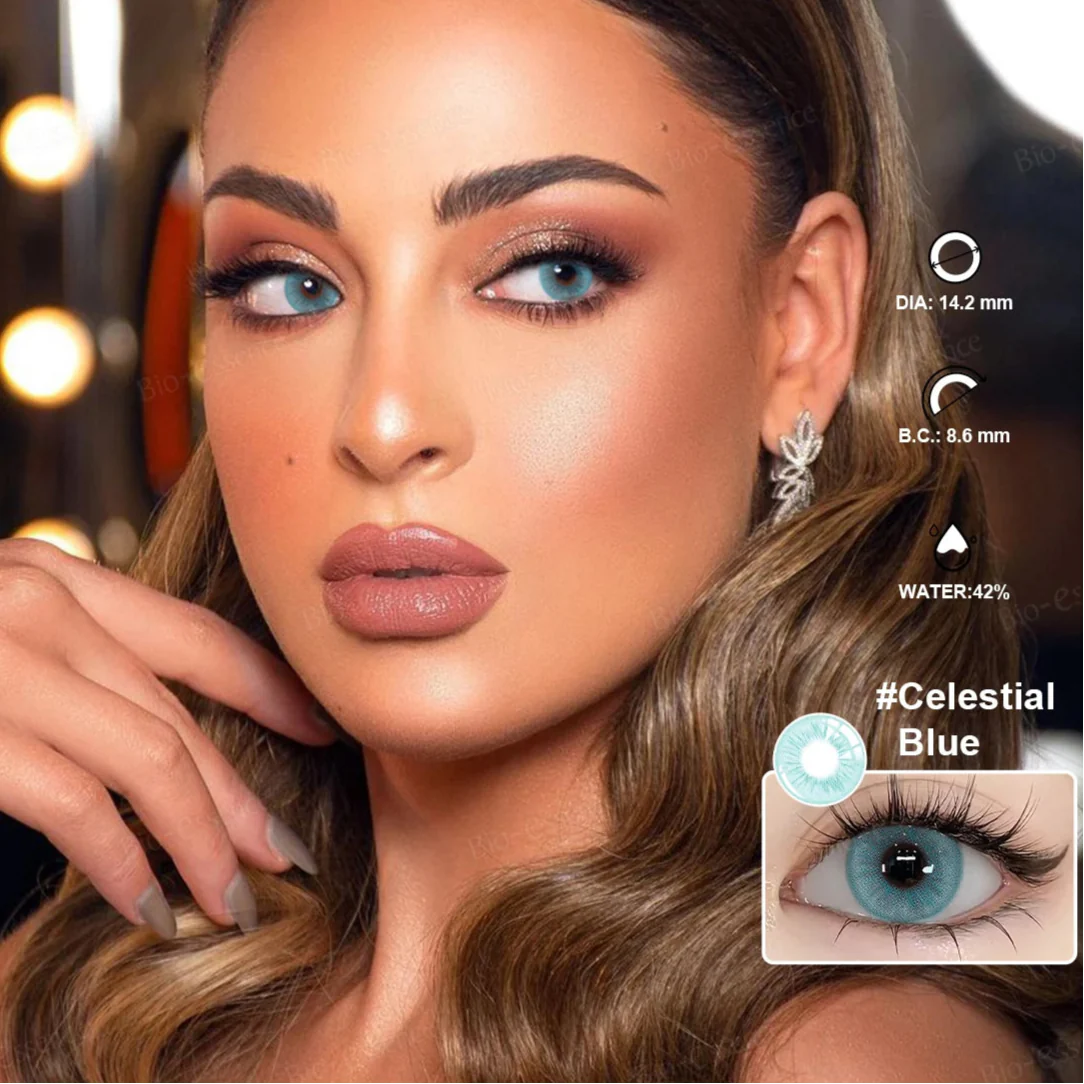 BXOXO 2pcs/pair Colored Contact Lenses Myopia Green Pixie Series Yearly Cosmetic For Eyes Lentillas Verdes