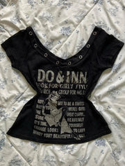BXOXO Harajuku Fairy Cropped Letter Printing V Neck T Shirts + Stripe Grunge Tank Top Women Summer Y2k Two Pieces Set Aesthetic