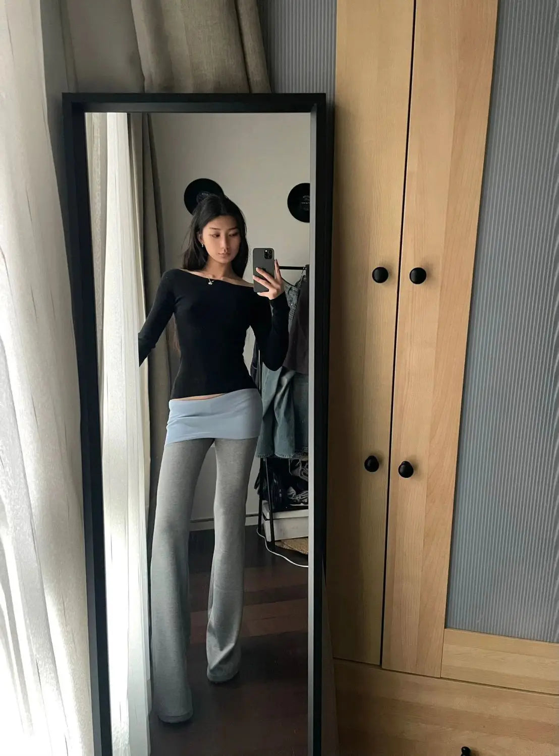 Bxoxo Gray High Waist Basic Flared Pants Solid Color Jogging Fitness Yoga Trousers Slim Korean Fashion Casual Streetwear Lady