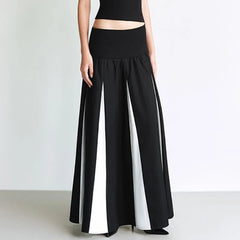 BXOXO Casual Loose Patchwork A-line Long Skirt Streetwear y2k High Waist Skirts for Women Korean Fashion Ladies Bottoms Summer