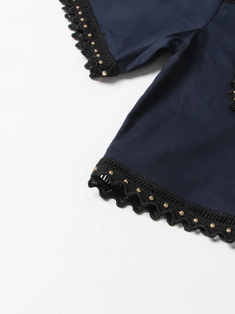 Bxoxo Elegant Two Piece Sets For Women Lapel Short Sleeve Tops High Waist A Line Pleated Skirts Solid Set Female Summer 2023