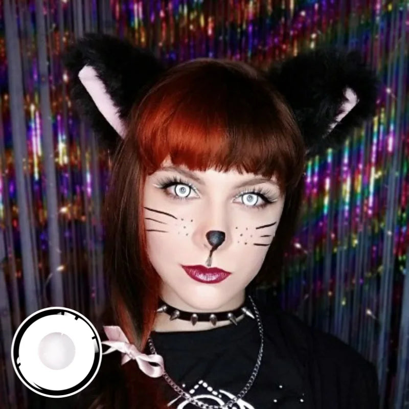 BXOXO 2pcs Halloween Colorful Contact Lenses Anime Cosplay Eye Lenses Multicolored Lenses Lenses White Black Red Lenses