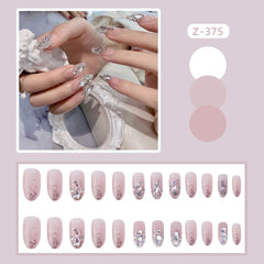 BXOXO 24pcs Nail Art Fake Nails Pink and Silver Glitter Glitter Wearing Reusable False Nails Long Ballerina Press on Nail Art Set Tips