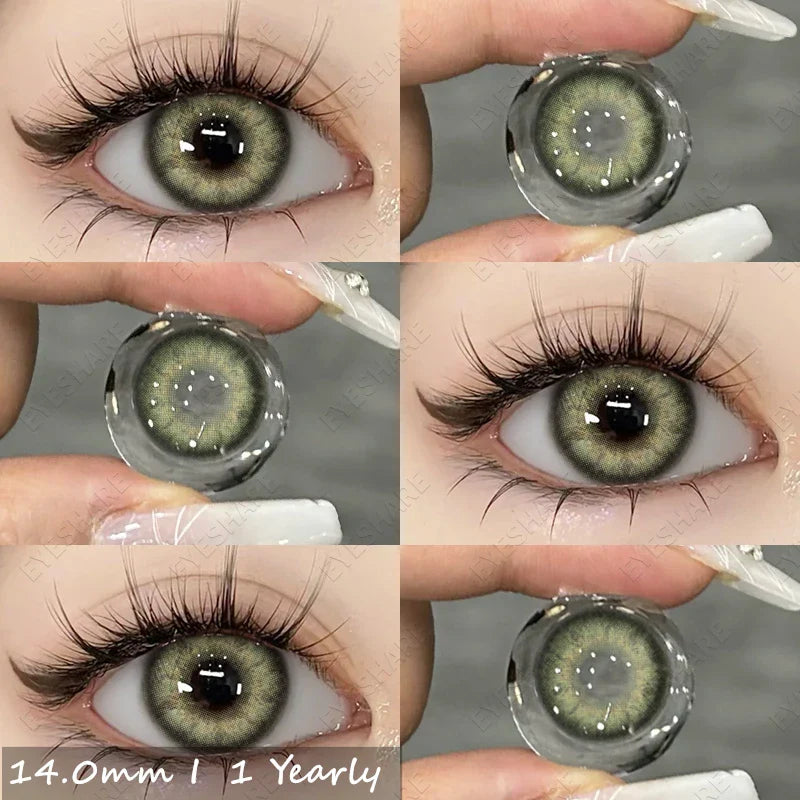 BXOXO 1pair Natural Color Contact Lenses for Eyes Fashion Blue Contact Lenses Beauty Makeup Brown Eyes Contacts Lenses 14.0mm