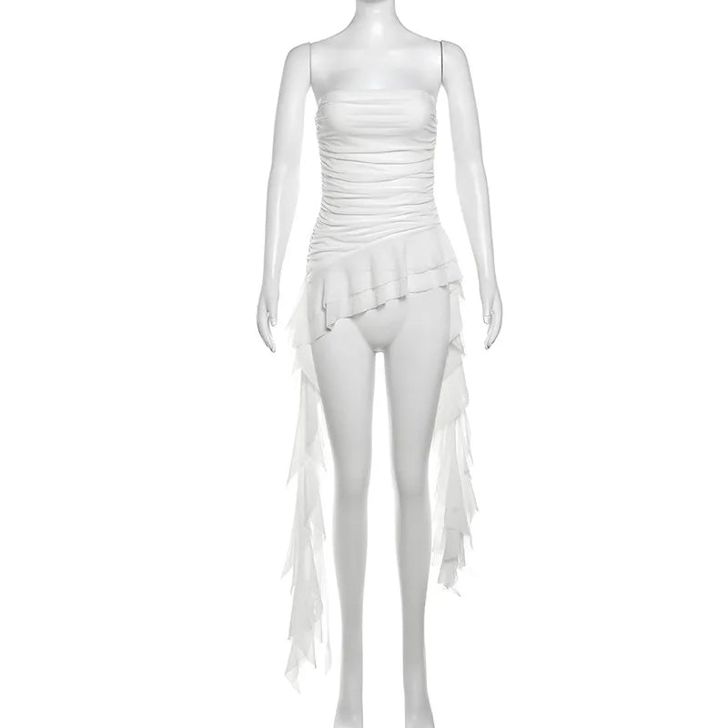 Bxoxo  Spring New Solid Color Sweet Gentle Cute All-match High Street Travel Sexy Cool Women Chest Wrap ruched Tassel Vest