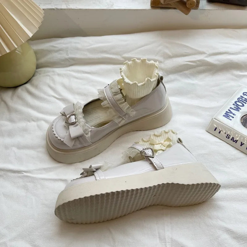 BXOXO New Fashion Buckle Women's Pumps Spring Autumn Mary Jane Round Toe Solid Butterfly Knot Platform Casual Ladies Shoes
