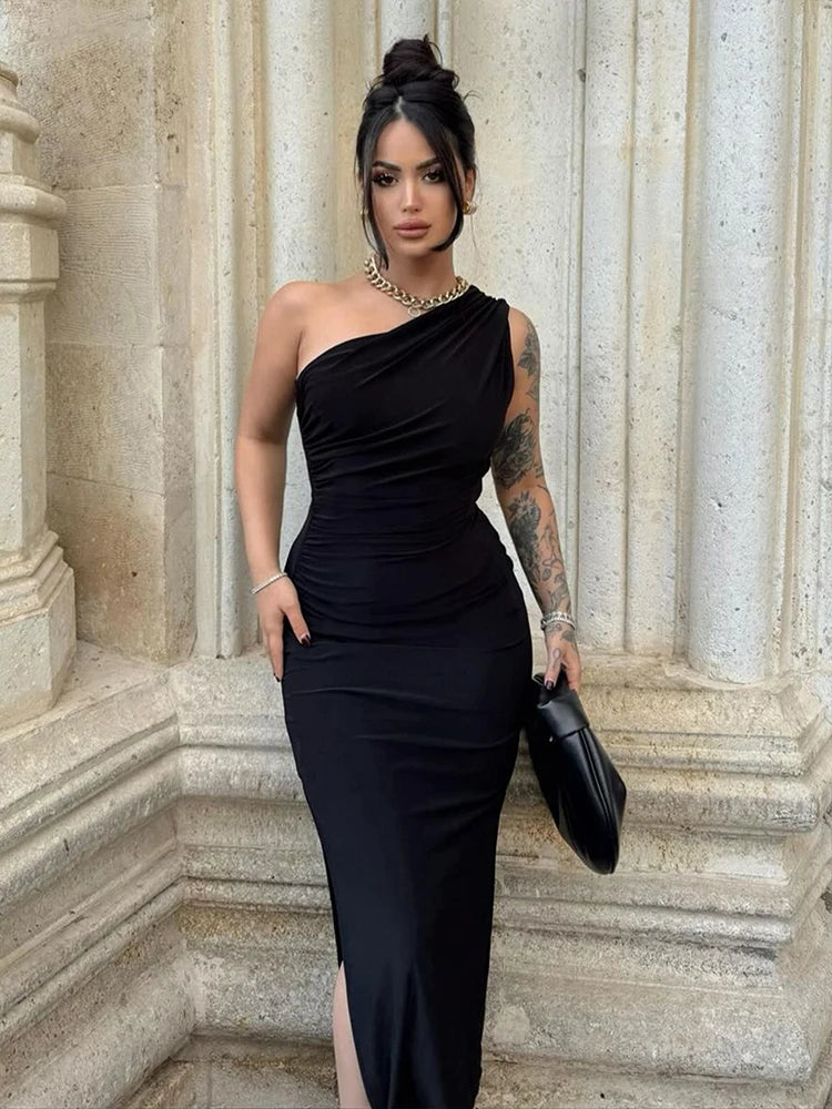 BXOXO Summer Maxi Dress Women Sexy Split Fashion Sleeveless Backless Slim Dress Female Casual Streetwear Club Elegant Party Dresses