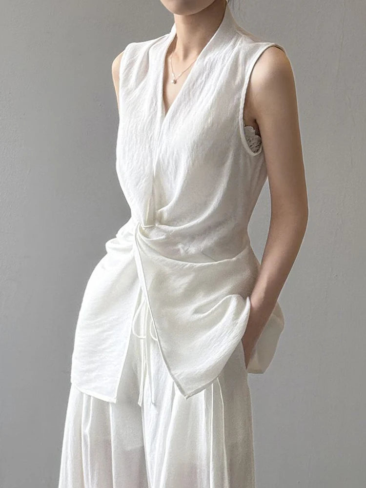Bxoxo Vintage V Neck White Tanks Women Casual Streetwear Retro Slim Tanks Simple Retro Elegant Sleeveless Female Design Tops New