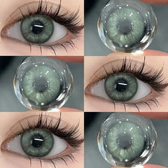 BXOXO 2PCS Colored Contact Lenses Prescription Myopia Degree -0.00 to -8.00 Green Lens Blue Beauty Pupil Makeup