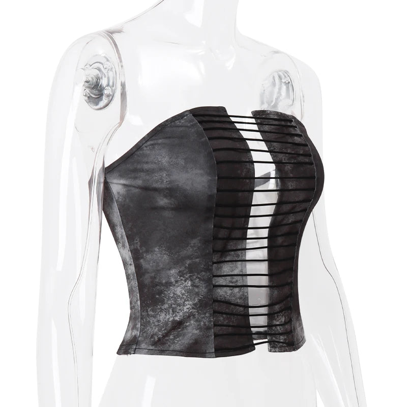 Bxoxo Sexy Wrapped Chest Vest Women's Off Shoulder Black Fashion Top Aesthetic Bandage High Street Party Women's Top