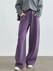 Bxoxo Women Streetwear Purple Sweatpants Loose High Waist Vintage Fall Wide Leg Pant Casual Retro Pockets American Y2K Female Trousers