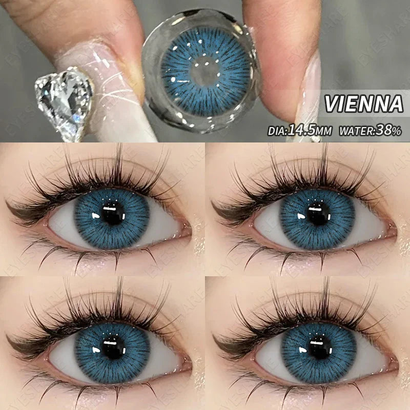 BXOXO 1 Pair New Fashion Blue Color Contact Lenses for Eyes Natural Brown Eyes Contacts Lenses Yearly Gray Colorful Eyes Lens