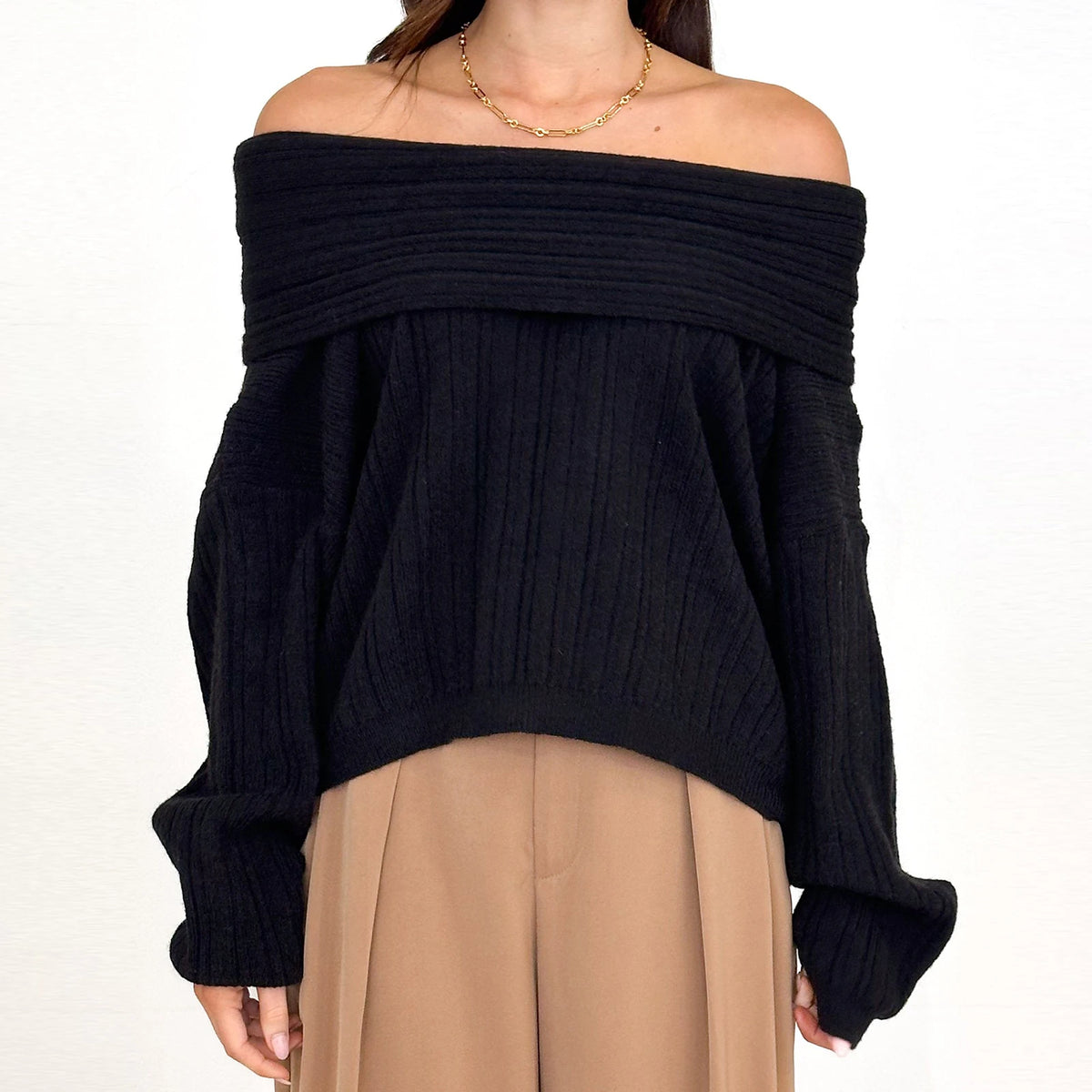 BXOXO Elegant Womens Off Shoulder Sweaters Casual Oversized Batwing Sleeve Sweatshirt Fall Pullover Knit Tops Blouse Outwear