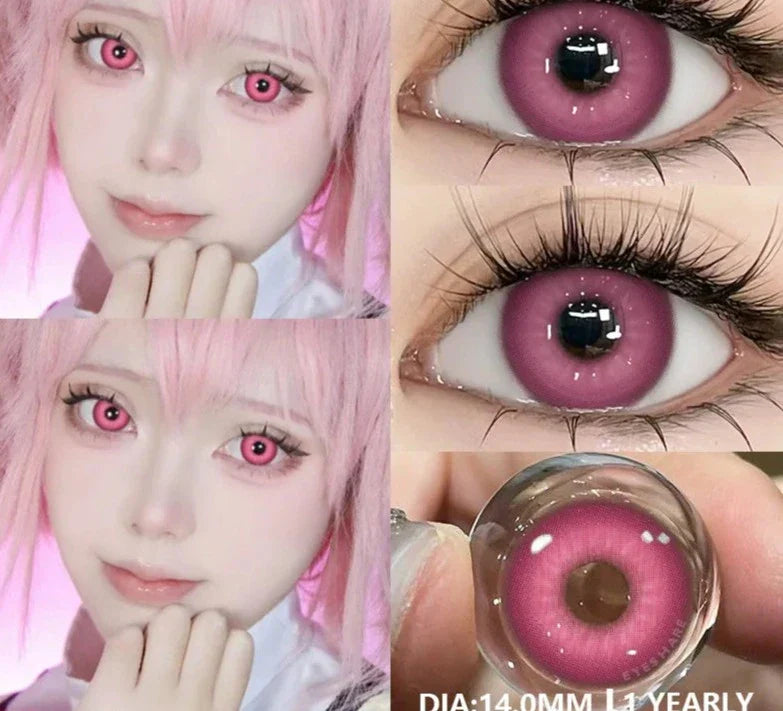 BXOXO 1 Pair Fashion Pink Cosplay Anime Lenses Color Contact Lenses for Eyes Cosmetics Purple Lenses Yearly Eye Contact Lens