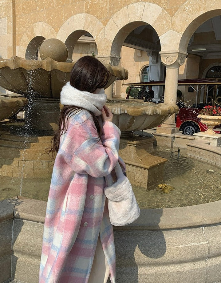BXOXO - Long Plaid Rainbow Coat