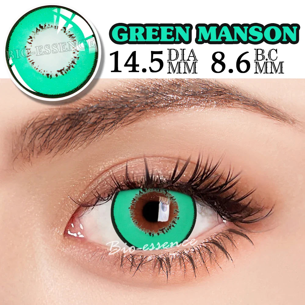 BXOXO Green Lenses 1 Pair Colored Contact Lenses for Eyes Anime Accessories Anime Lenses Cosplay Lenses Halloween