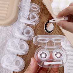 BXOXO Small Plastic Contact Lens Cases Simple Oval Transparen Portable Eye Contacts Lenses Holder Box Case with Tweezers Remover Tools
