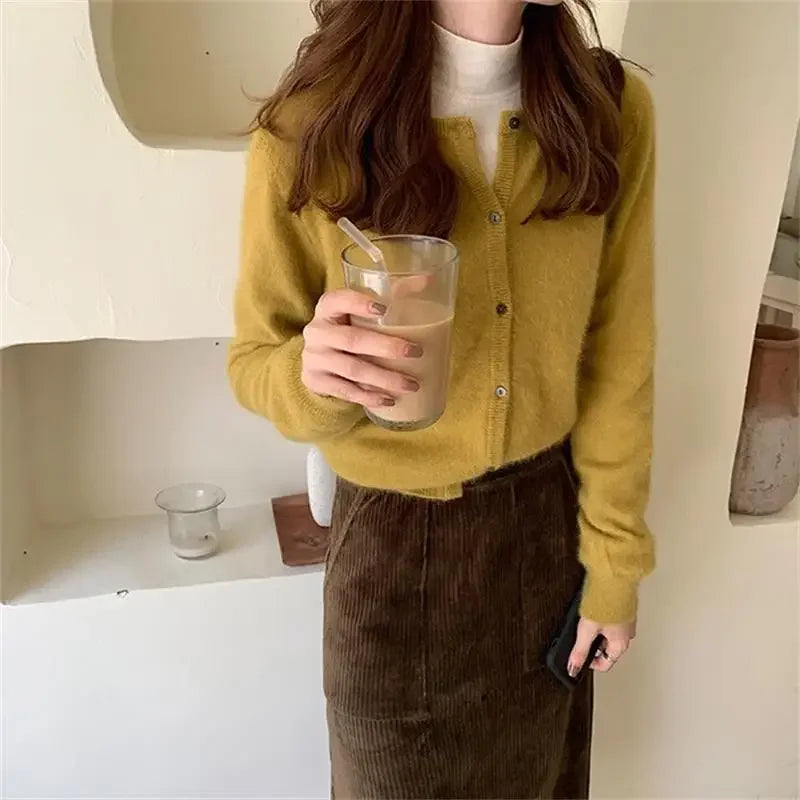 Bxoxo Knitted Sweater Cardigan Loose-fit Warm Jacket Inner Wear Outer Korean Style Stylish Women's Top Core-spun Yarn