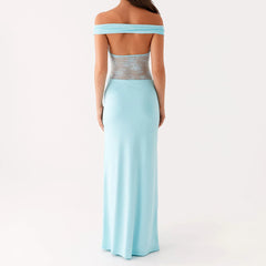 BXOXO Women Long Dress Lace Patchwork Y2K Off The Shoulder Dress Summer Club Party Night Sundress Fashion Bodycon Dress