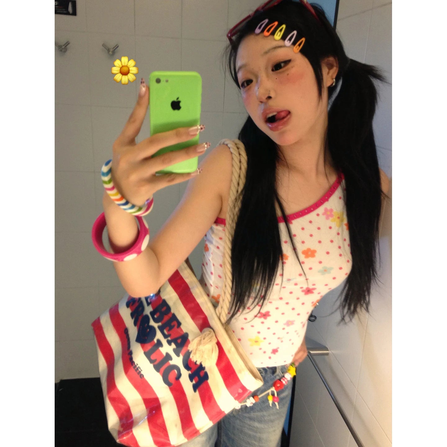 Bxoxo Y2k Japanese Tank Tops Women Patchwork Sleeveless Print Floral Tops Off Shoulder Camis Tops Irregular Summer T-shirts