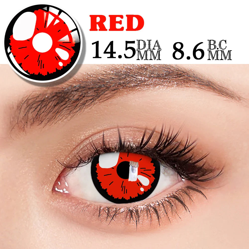 BXOXO 1 Pair Halloween Red Colored Lenses for Cosplay Anime Hu Tao Lens Vampire Multicontacts Lenses
