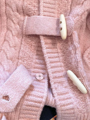 Bxoxo Preppy Style Sweet Pink Cardigan Sweaters Women Loose Long Sleeve Hooded Knitted Jacket Fall Winter Vintage Korean Cute Tops New