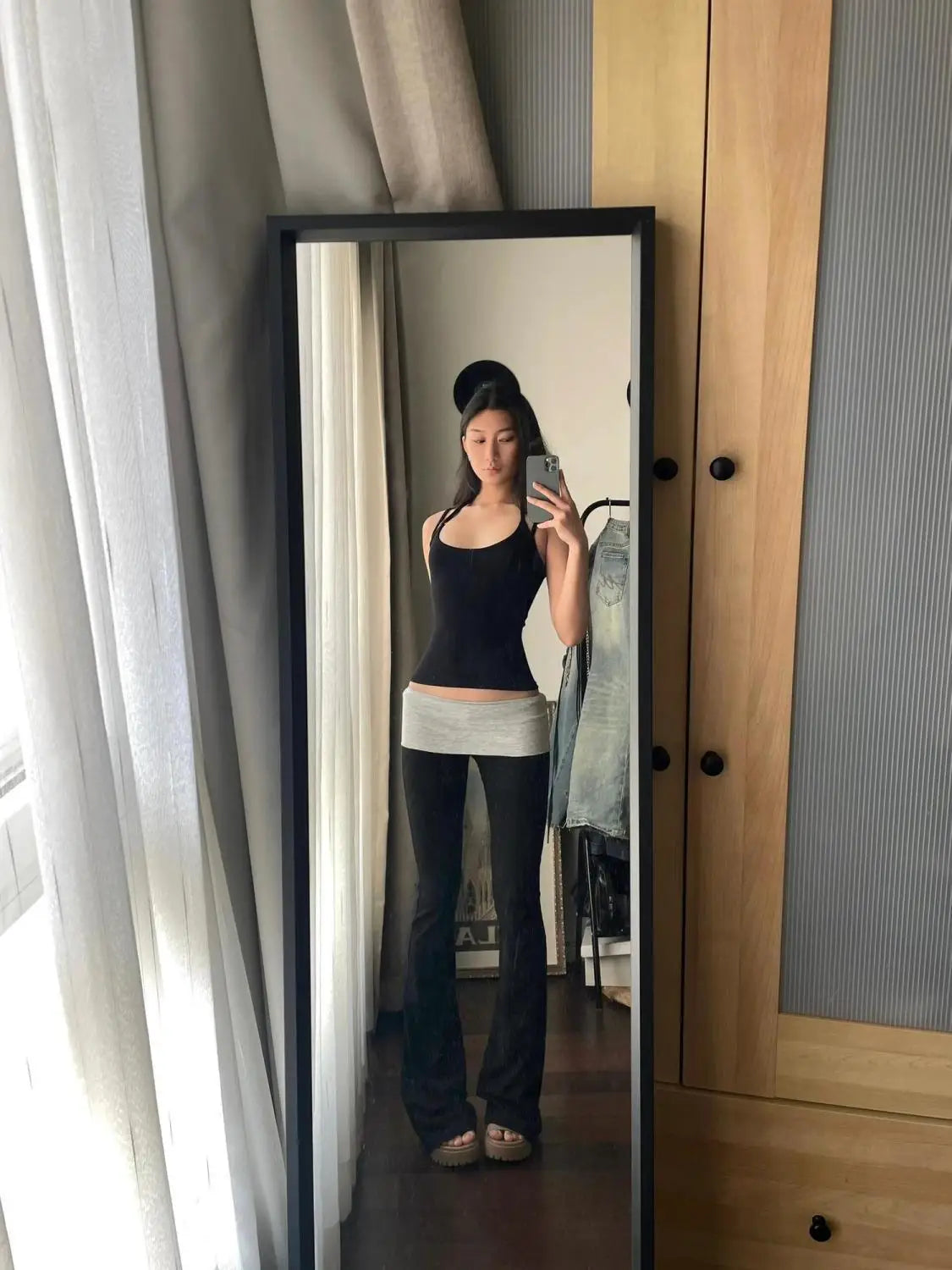Bxoxo Gray High Waist Basic Flared Pants Solid Color Jogging Fitness Yoga Trousers Slim Korean Fashion Casual Streetwear Lady