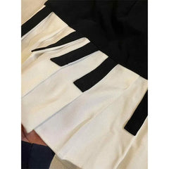 Bxoxo American Vintage Black White Piano Keys Skirts Y2k Slim Waist Ruched A-line Skirt for Women 2025 Summer New Faldas Mujer