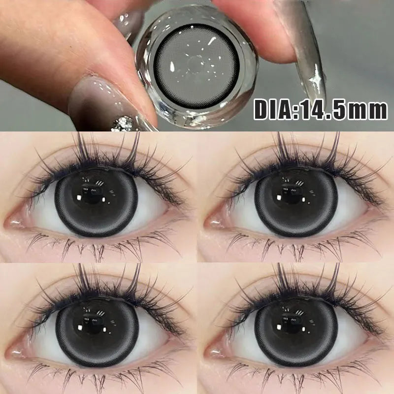 BXOXO 2Pcs New Colored Contact Lenses with Prescription Myopia Degree 0.00- 8.00 Grey Purple  Lens Eye Beauty Pupil Soft Lens