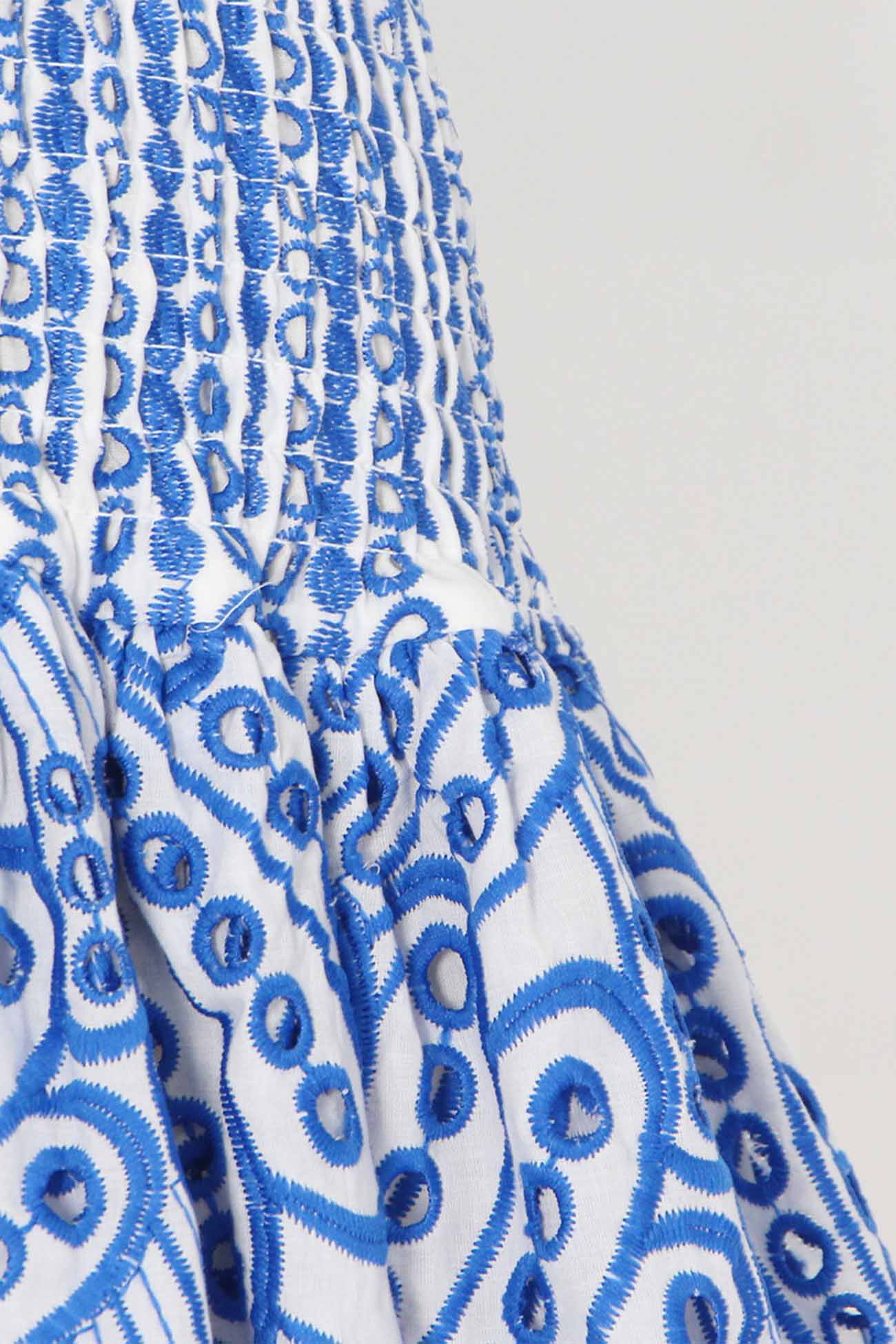BXOXO - Shirred Off-The-Shoulder Embroidery Tiered Dress