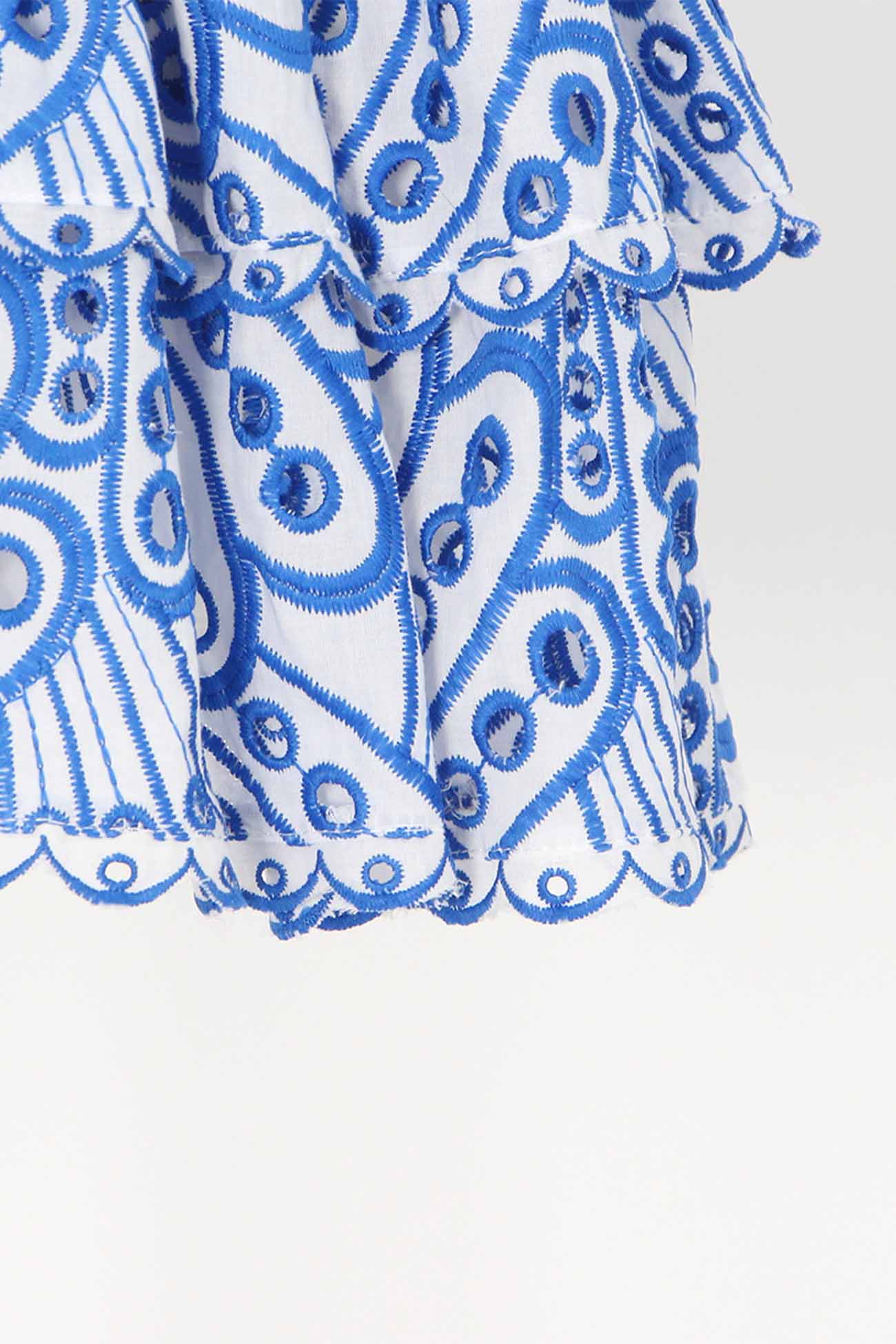 BXOXO - Shirred Off-The-Shoulder Embroidery Tiered Dress