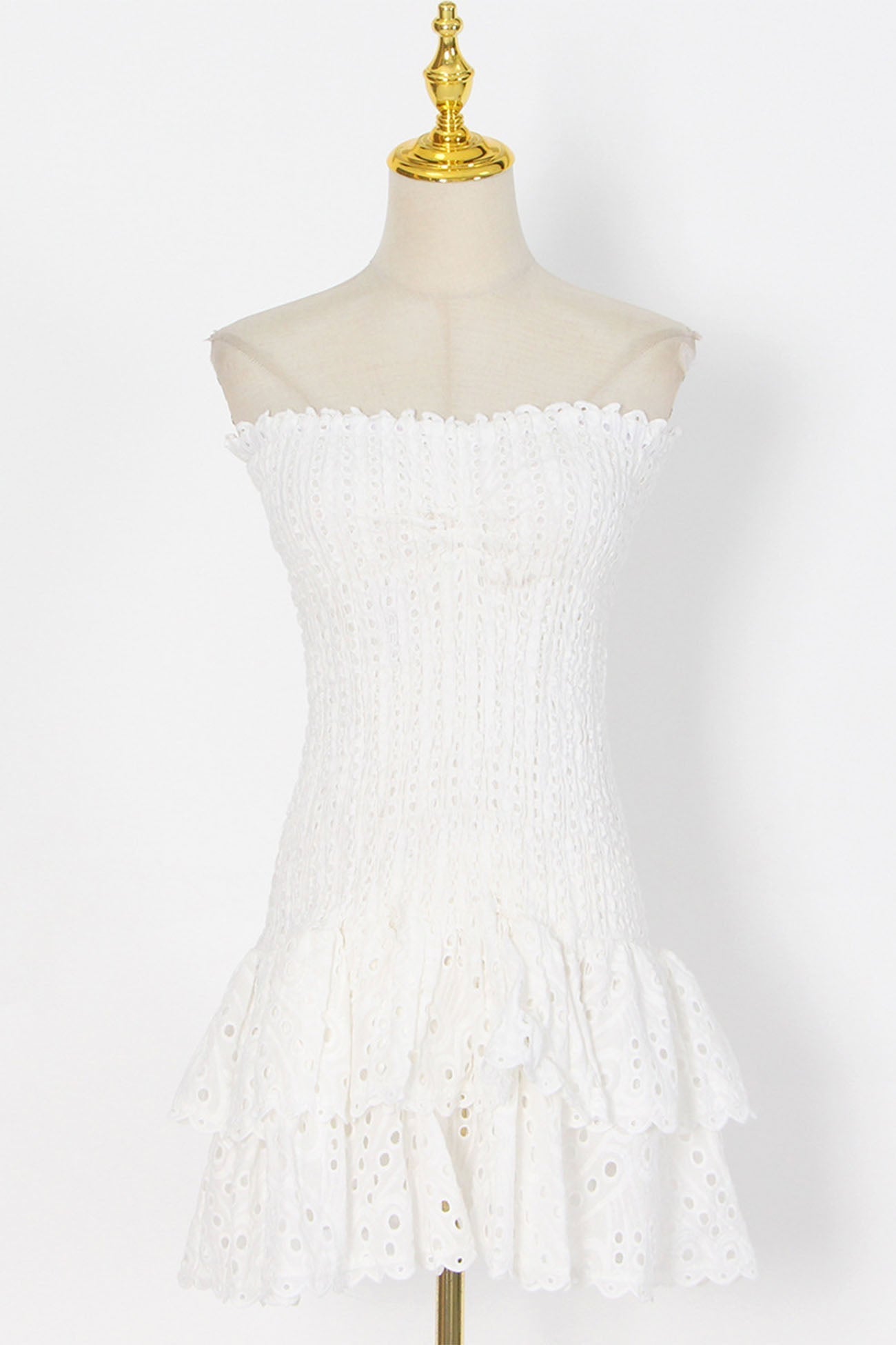 BXOXO - Shirred Off-The-Shoulder Embroidery Tiered Dress