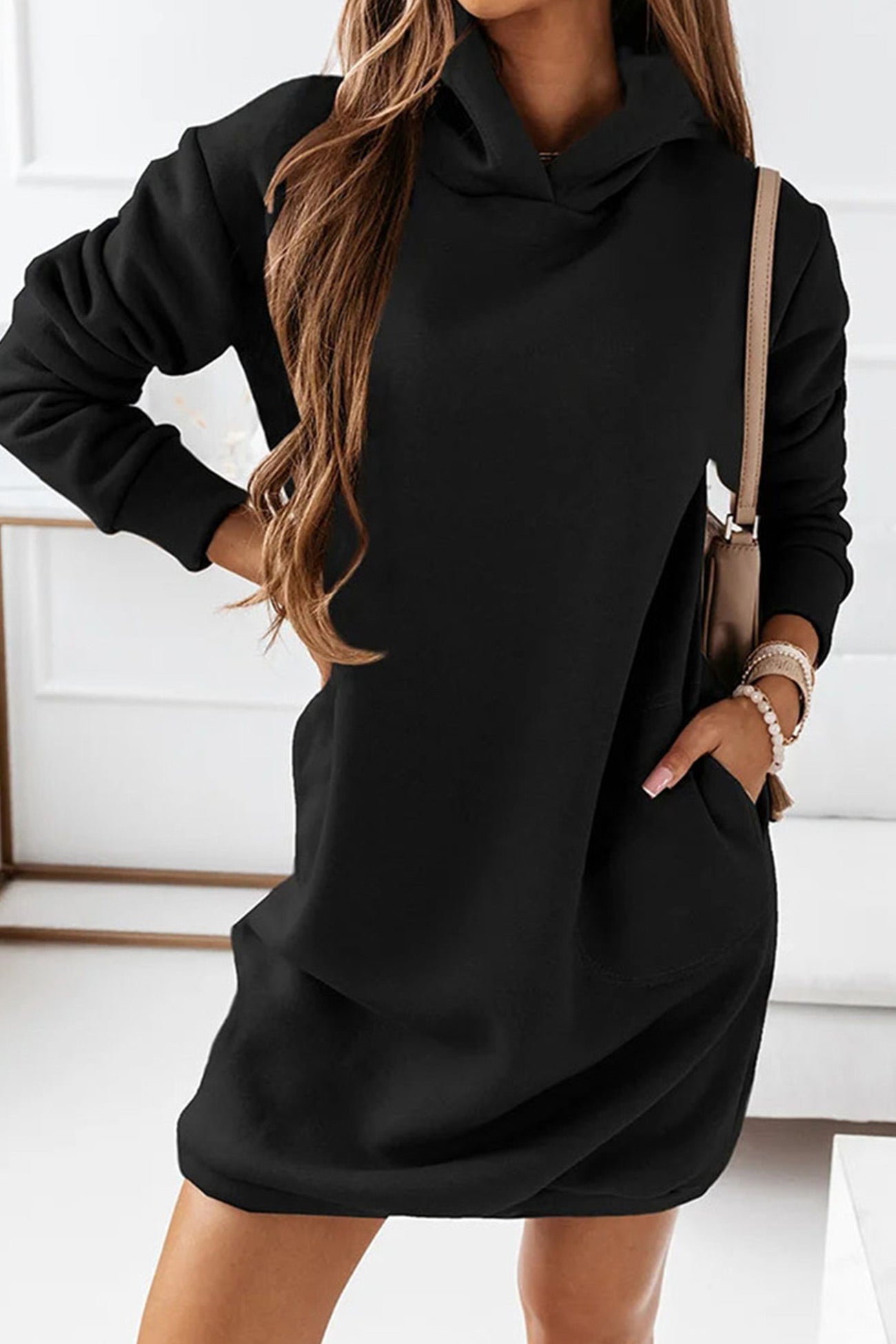 BXOXO - Solid Hooded Mini Dress