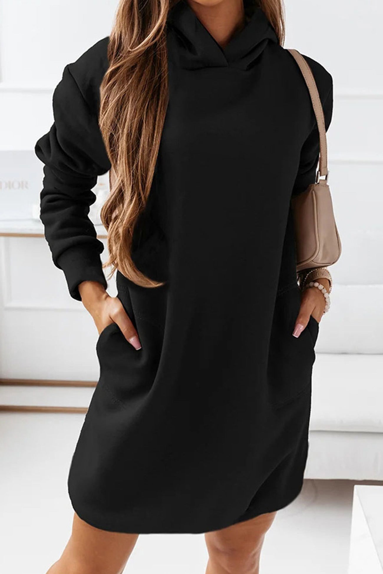 BXOXO - Solid Hooded Mini Dress