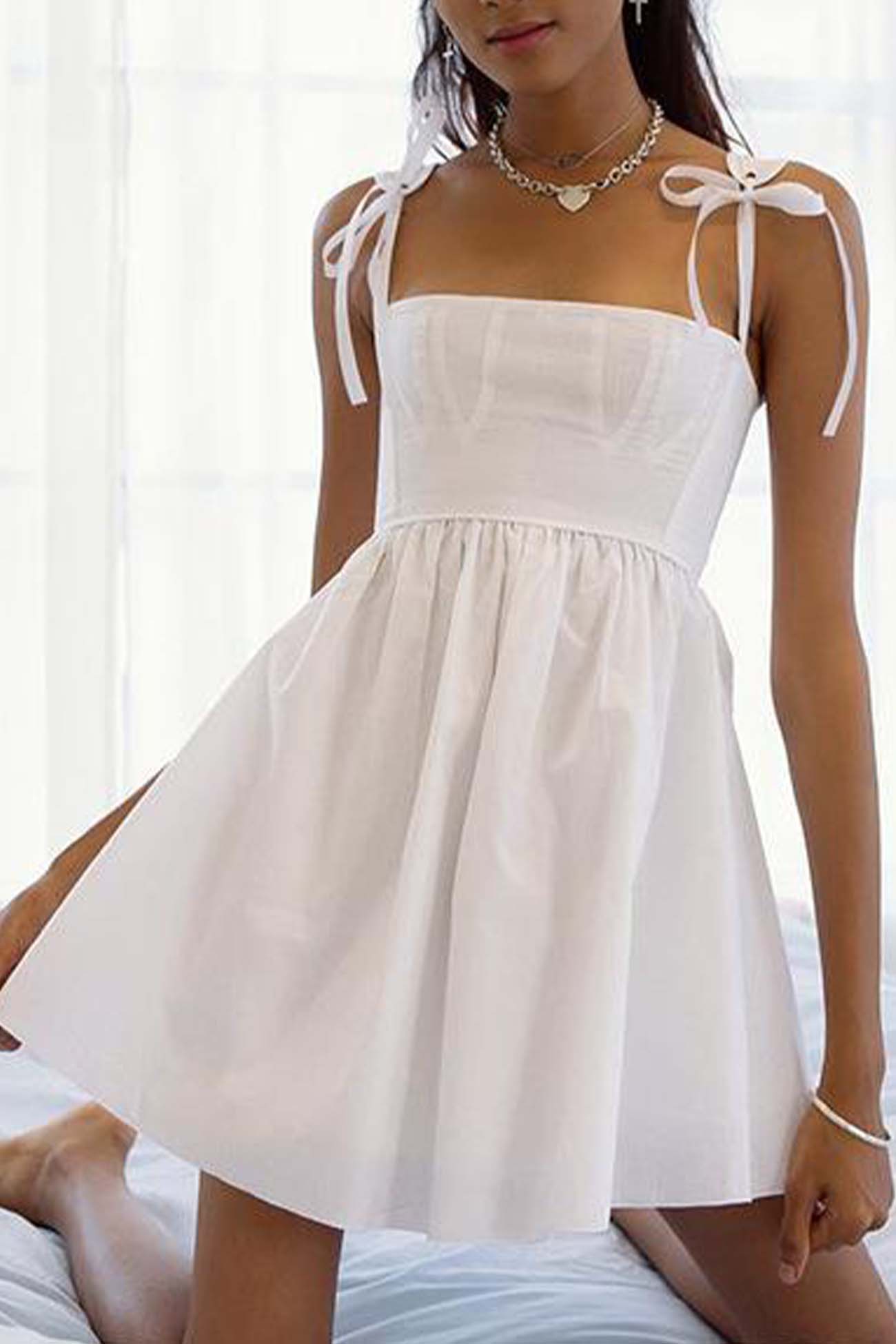 BXOXO - Solid Color Strappy A-Line Mini Dress