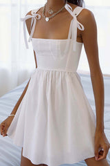 BXOXO - Solid Color Strappy A-Line Mini Dress