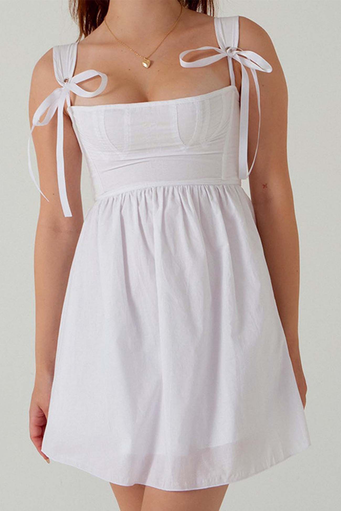 BXOXO - Solid Color Strappy A-Line Mini Dress