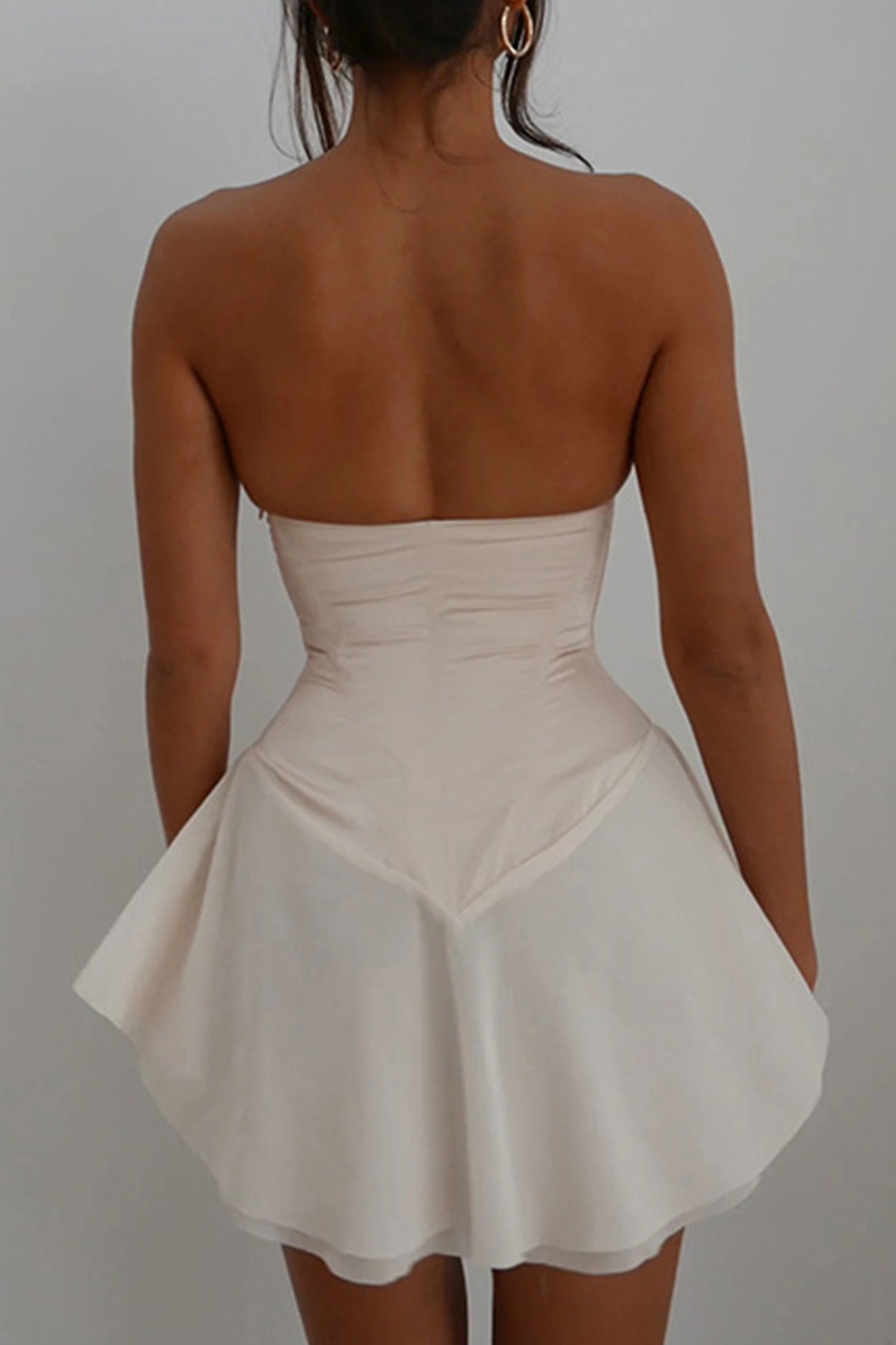 BXOXO - Strapless Tie-up Corset Ruched Dress