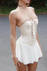 BXOXO - Strapless Tie-up Corset Ruched Dress