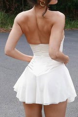 BXOXO - Strapless Tie-up Corset Ruched Dress