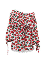 BXOXO - Strawberry Print Drop Shoulder Waisted Dress
