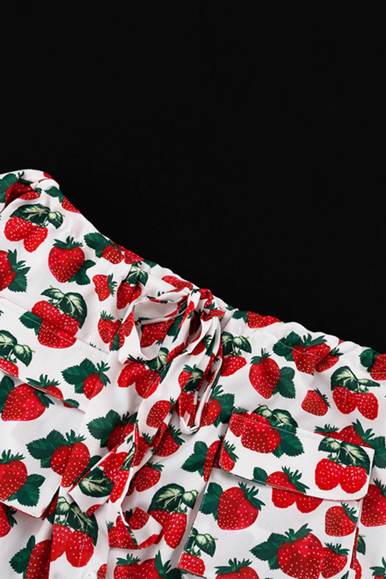 BXOXO - Strawberry Print Drop Shoulder Waisted Dress