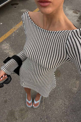 BXOXO - Striped A-Line Backless Dress