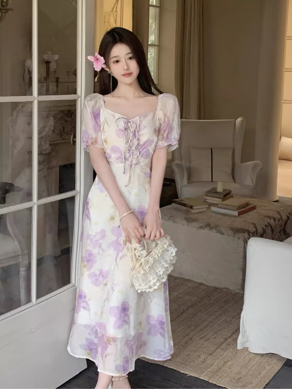 Elegant Seaside Floral Dress HOT1556